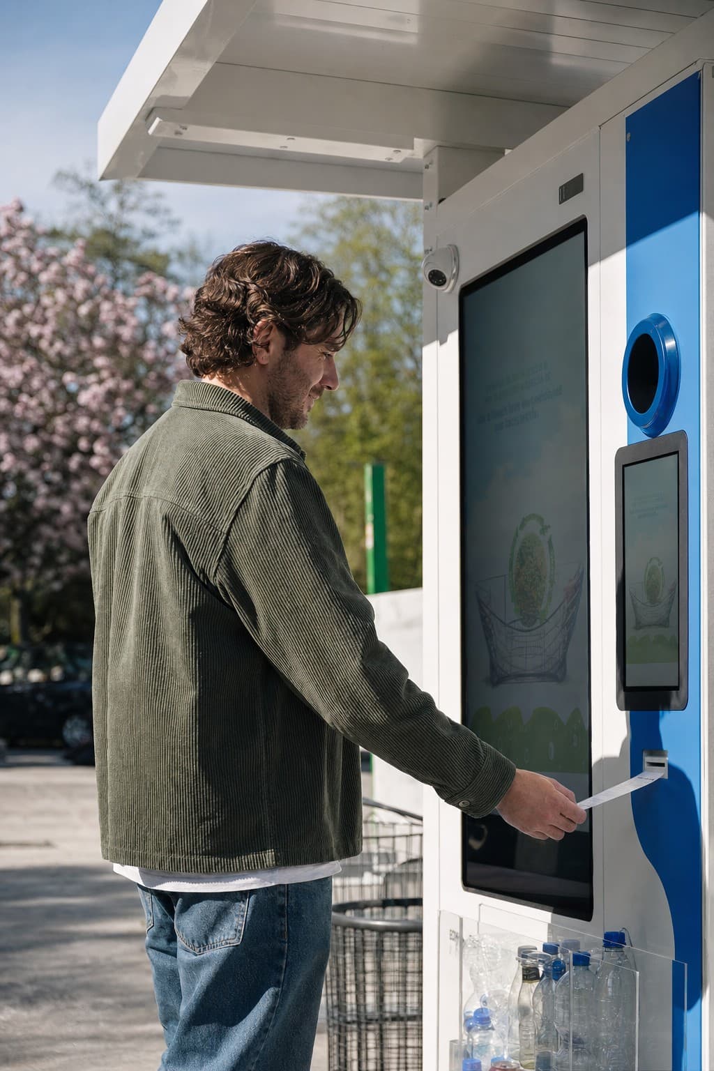 Schermo dell'eco-compattatore Ecoreversa che stampa un buono