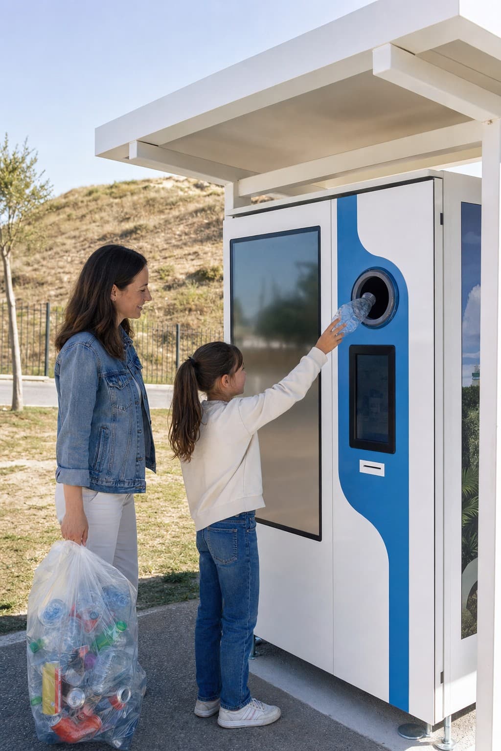 Persona che ritira un buono dall'eco-compattatore Ecoreversa