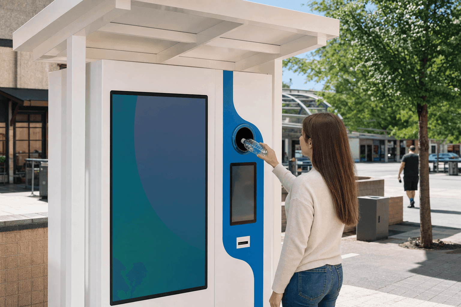 Eco-compattatore Ecoreversa installato in uno spazio pubblico