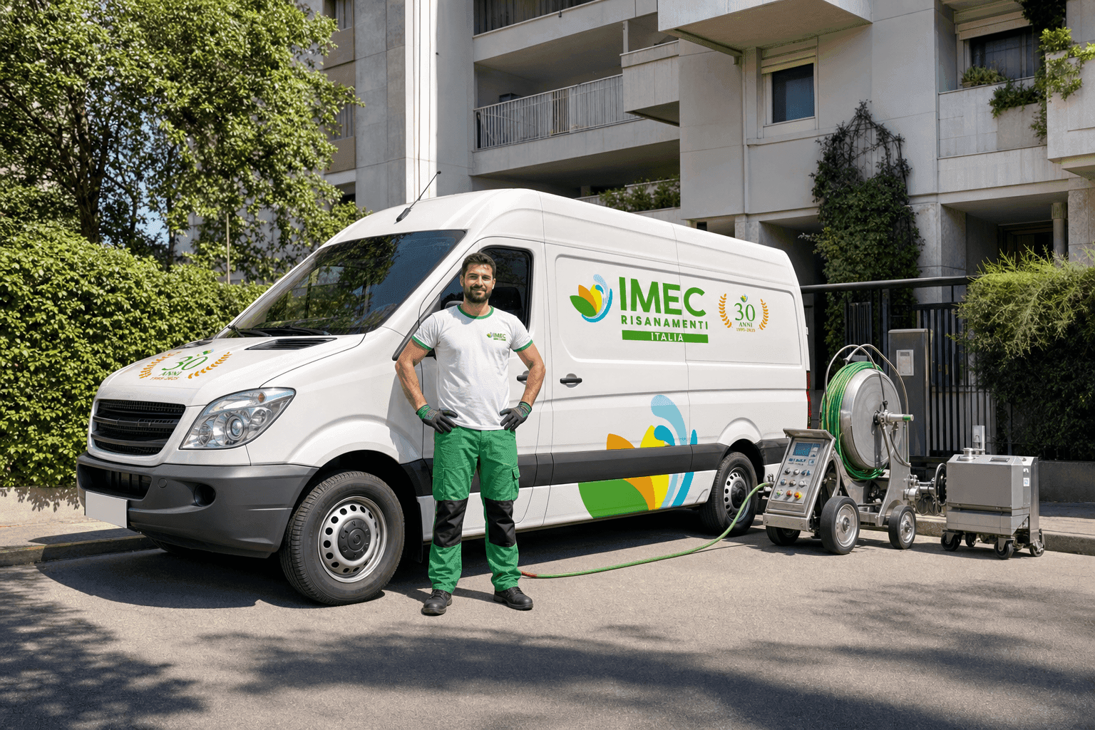 Tecnico IMEC al lavoro con apparecchiatura relining in una sala tecnica