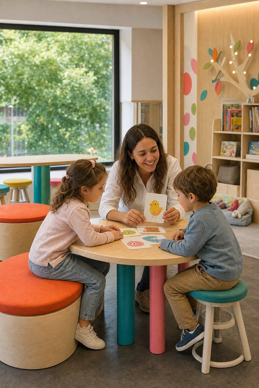 Insegnante e bambini a lezione di inglese, Kids&Us