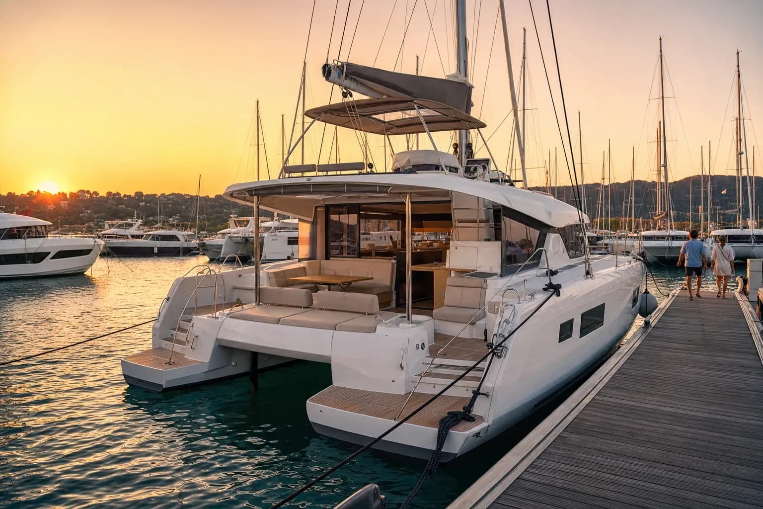 Catamarano MadMax ormeggiato in una marina