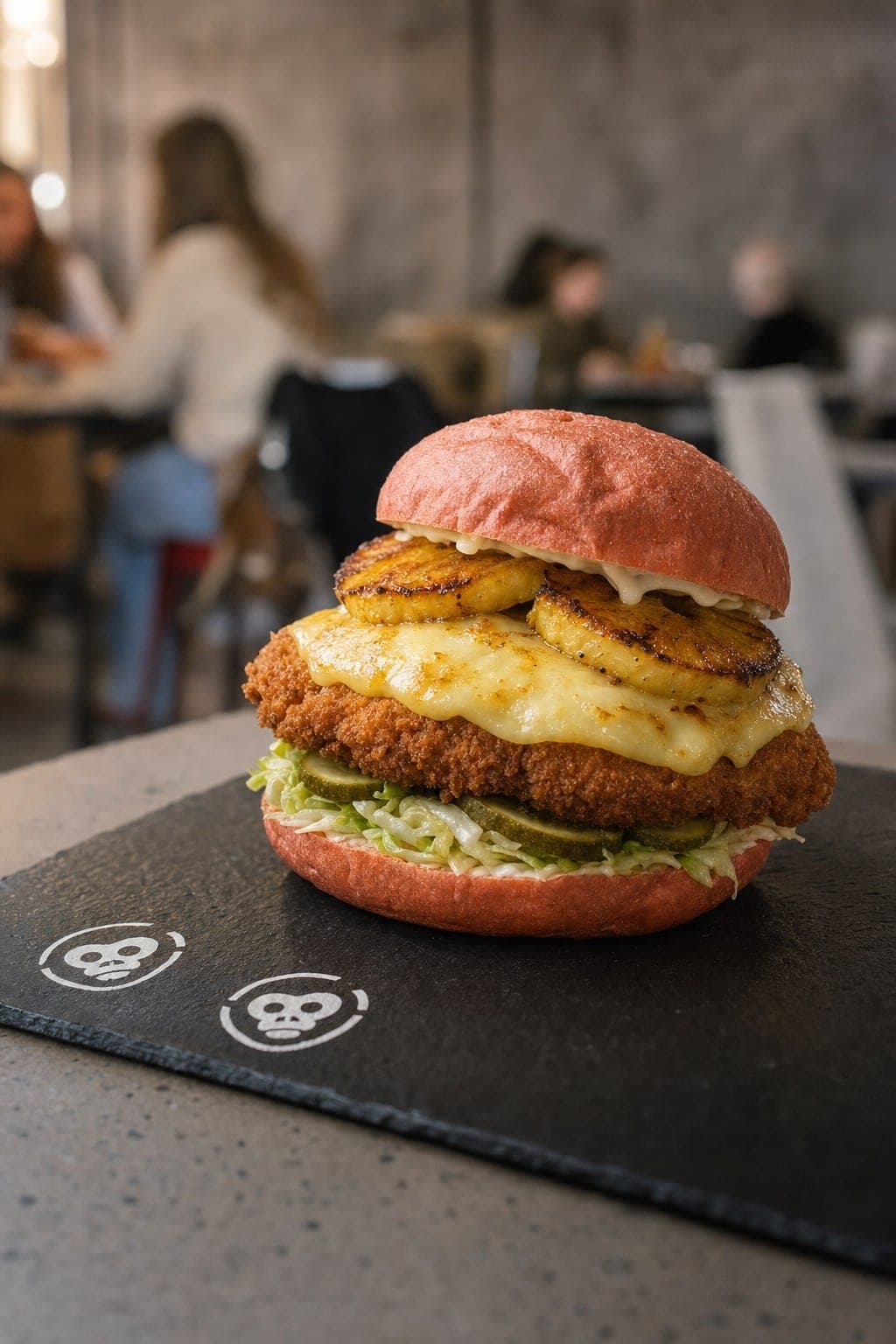 Burger signature Makako servito su ardesia