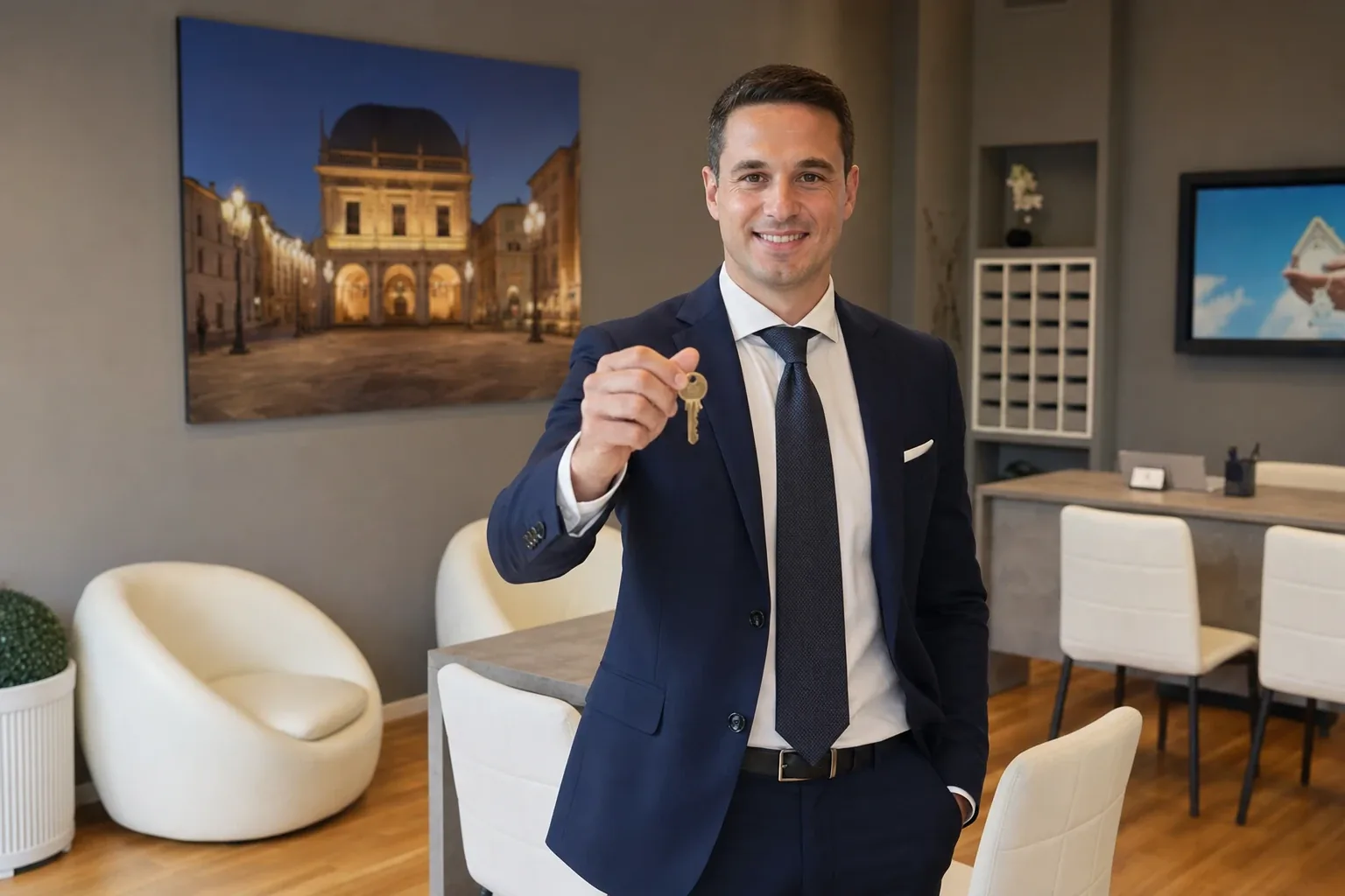Agenzia immobiliare Passepartout, consulenti e chiave dorata simbolo del gruppo
