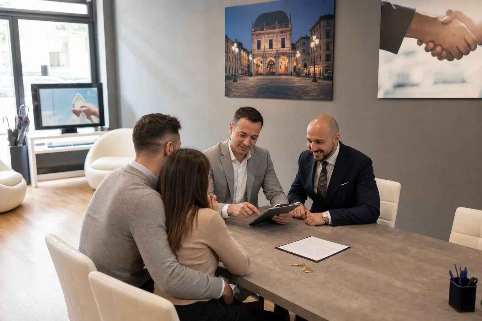 Consulenti immobiliari Passepartout al lavoro su una compravendita