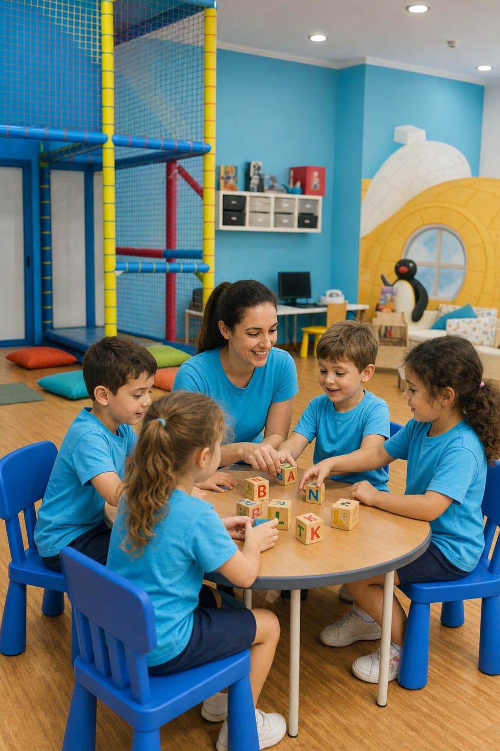 Bambini in classe a una lezione di inglese Pingu's English