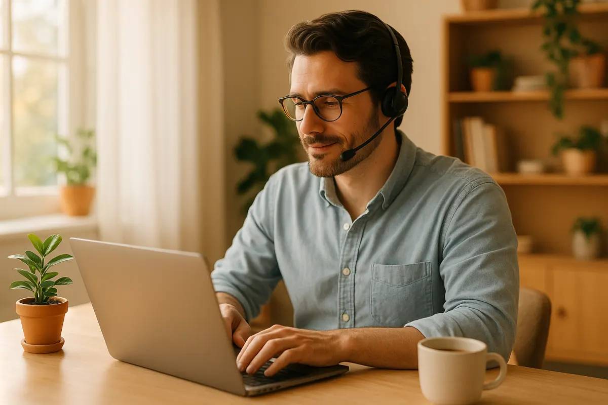 Imprenditore del call center in smart working