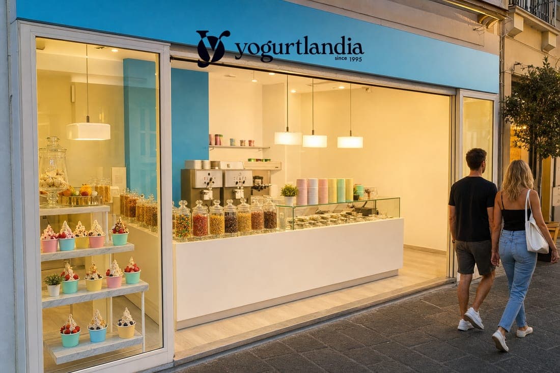 Punto vendita Yogurtlandia in una via pedonale