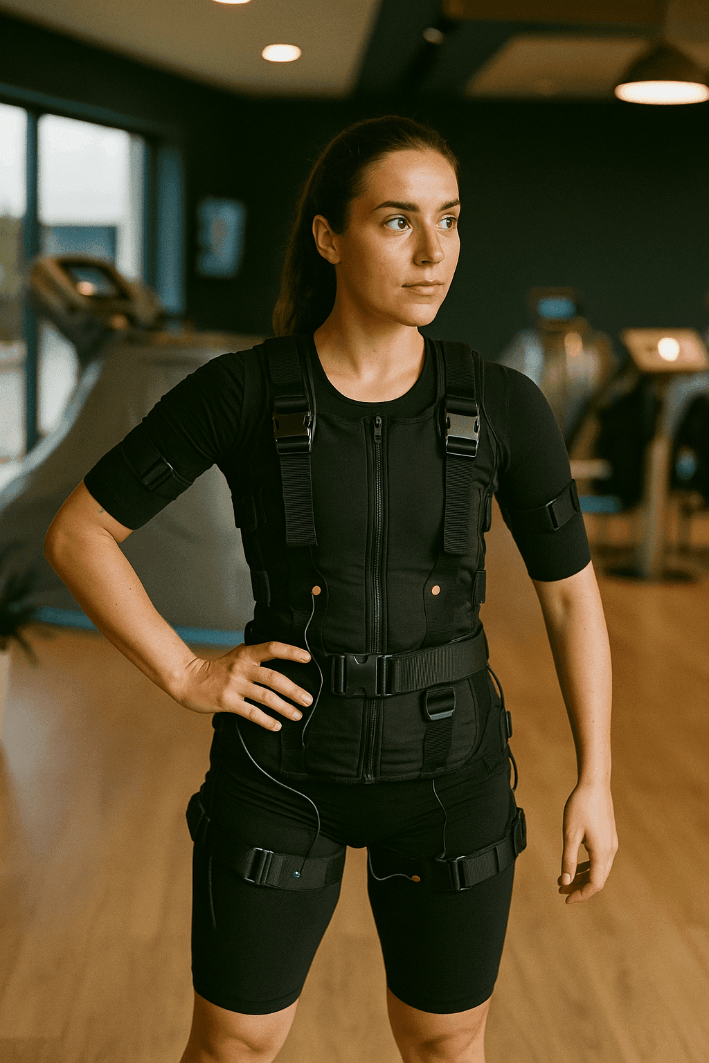 Client FitAndGo portant la veste d'électrostimulation