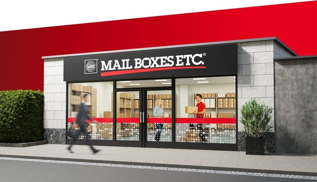 Enseigne extérieure d'un centre Mail Boxes Etc.